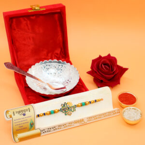 Anand Crafts Hanmade Rakhi for Brother with Free Combo Bowl Set for Gift, Best Rakshabhandhan Gift, Bowl with Soon Set